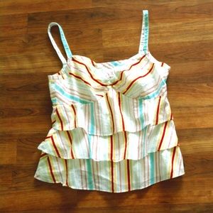 Ann Taylor Loft multi-striped tiered tank shirt